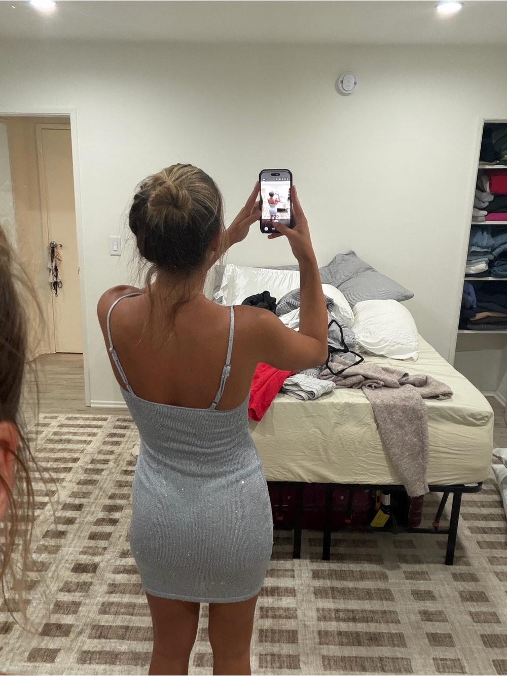 White Fox Boutique Silver Sparkle Midi Slip Dress - Picture 3 of 4